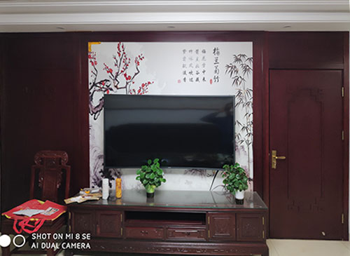 文圣中式家庭装修电视柜效果展示