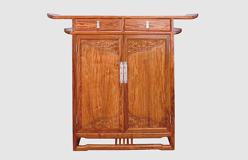 文圣观云潮家庭中式装修实木玄关柜效果图